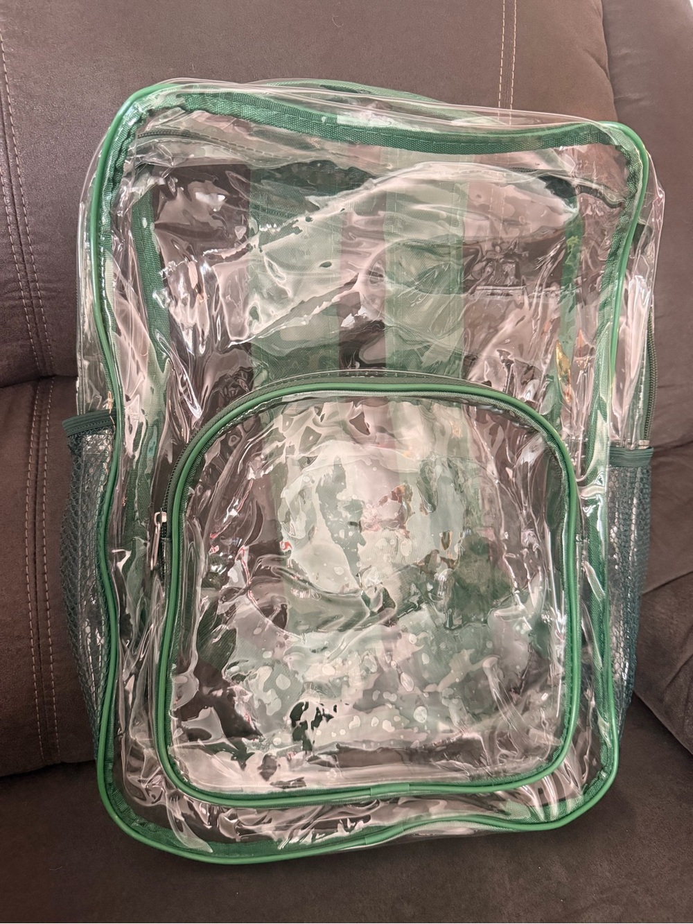 Clear Green-Trim PVC Backpack - Home Accents